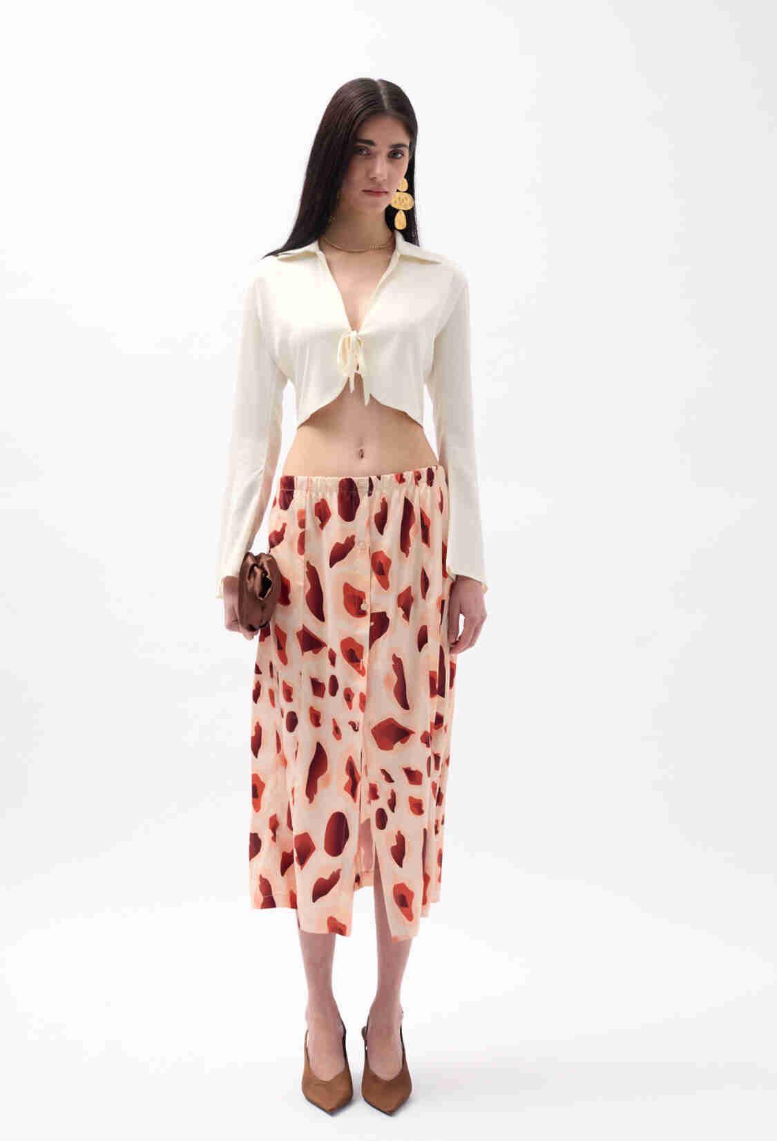 Patterned Skirt With Side Slits - Brand: Black Fashion - Women & Kids, Baby Clothes Wholesale - TheBS Women