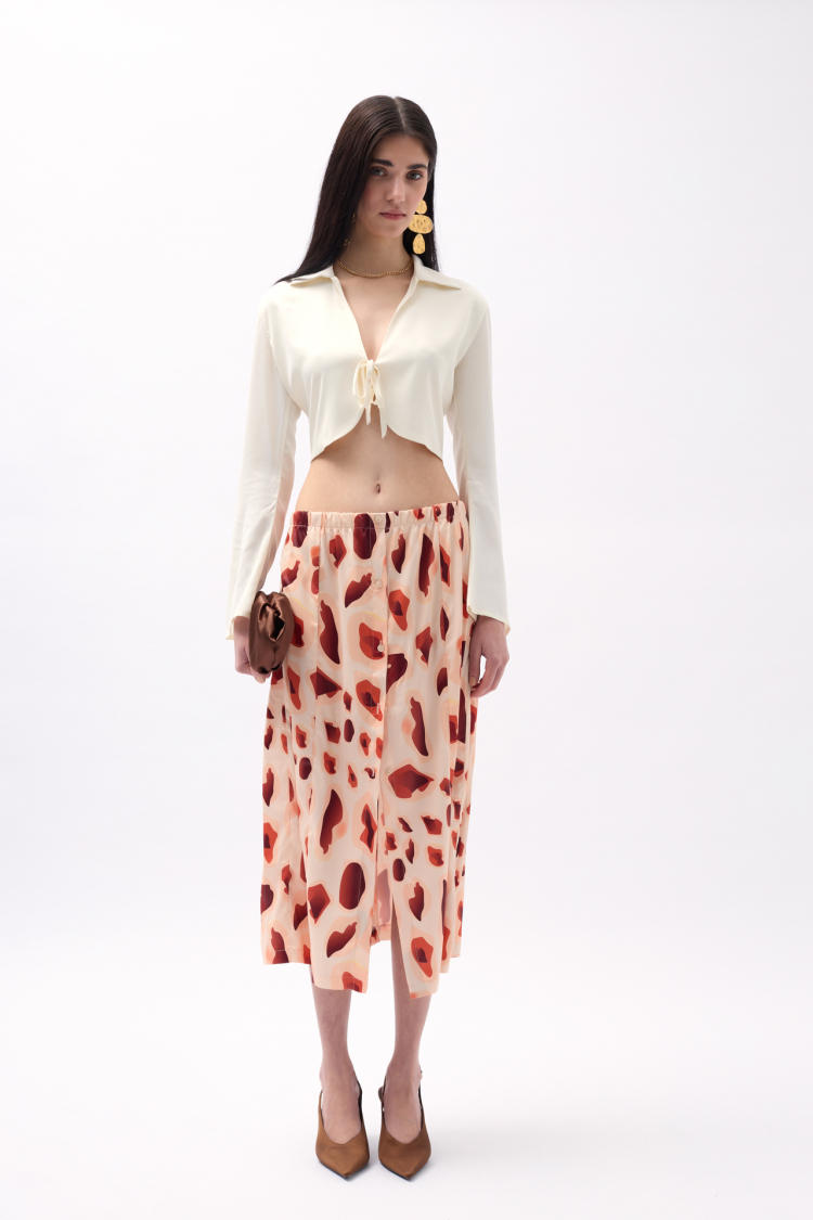 Patterned Skirt With Side Slits - Brand: Black Fashion - Women & Kids, Baby Clothes Wholesale - TheBS Women