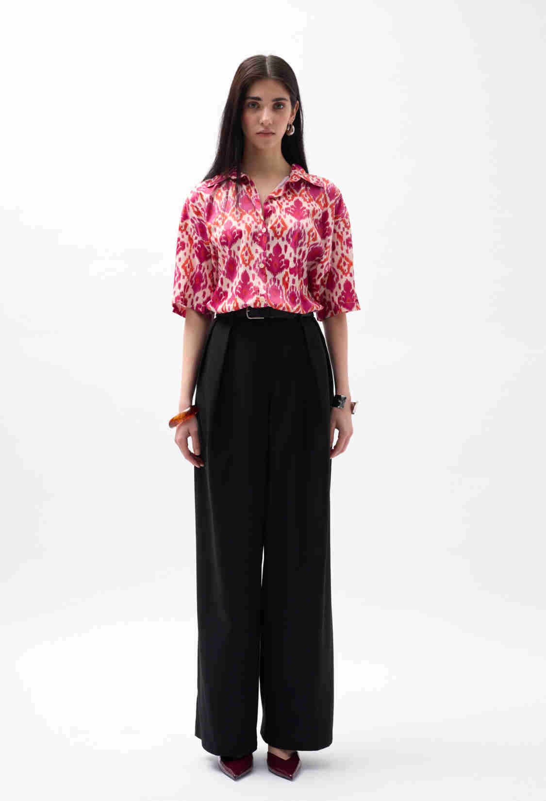 Patterned Satin Shirt - Brand: Black Fashion - Women & Kids, Baby Clothes Wholesale - TheBS Women