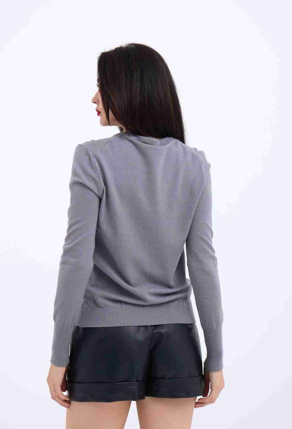Knitted Casual Sweater - Gray - Brand: Fame - Women & Kids, Baby Clothes Wholesale - TheBS Women