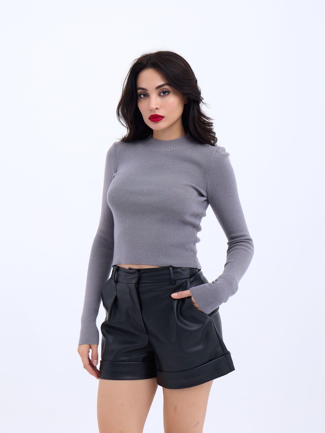 Knitwear Basic Sweater - Gray - Brand: Fame - Women & Kids, Baby Clothes Wholesale - TheBS Women