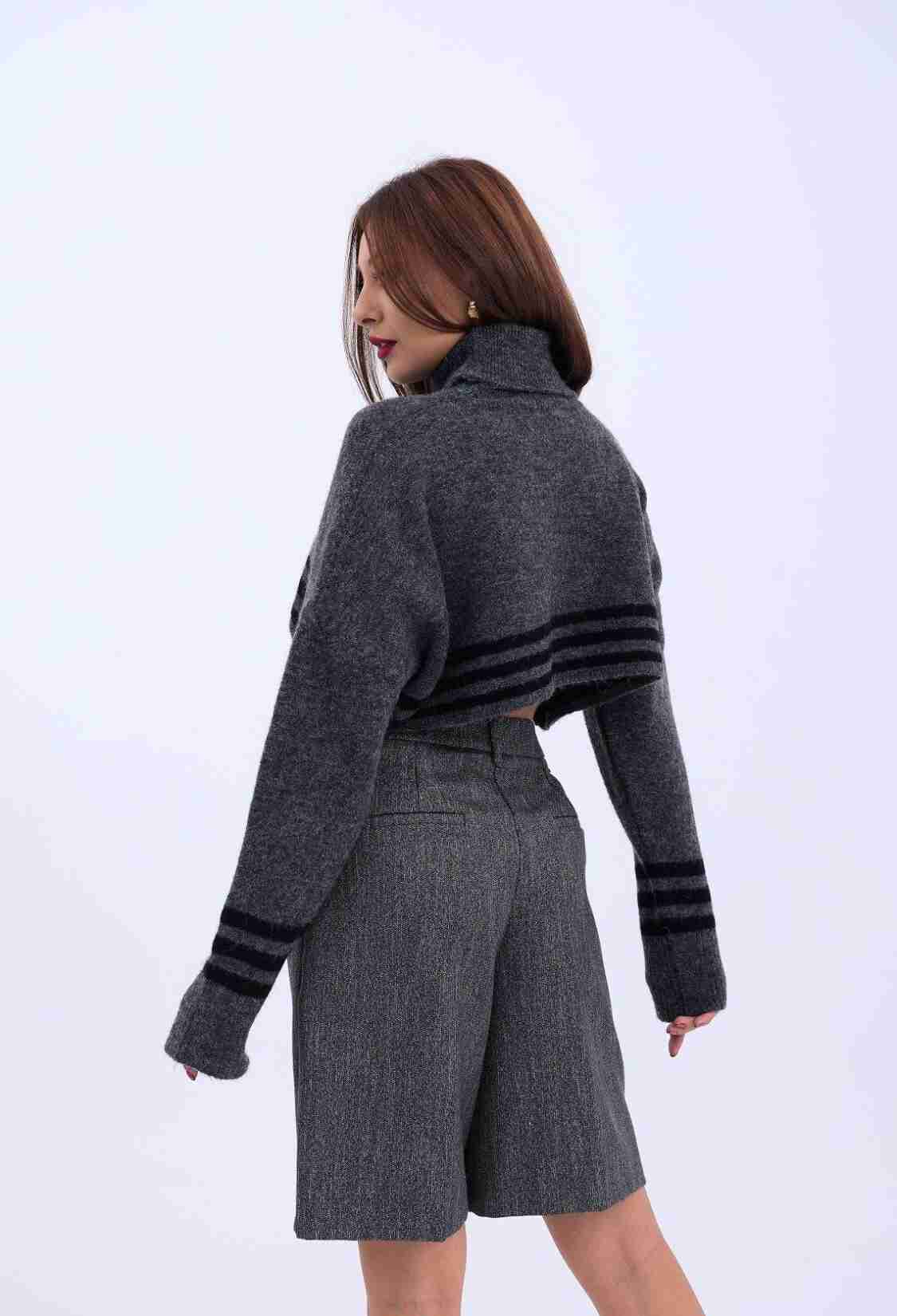 Knitted Striped Fisherman Crop -- Black - Brand: Fame - Women & Kids, Baby Clothes Wholesale - TheBS Women