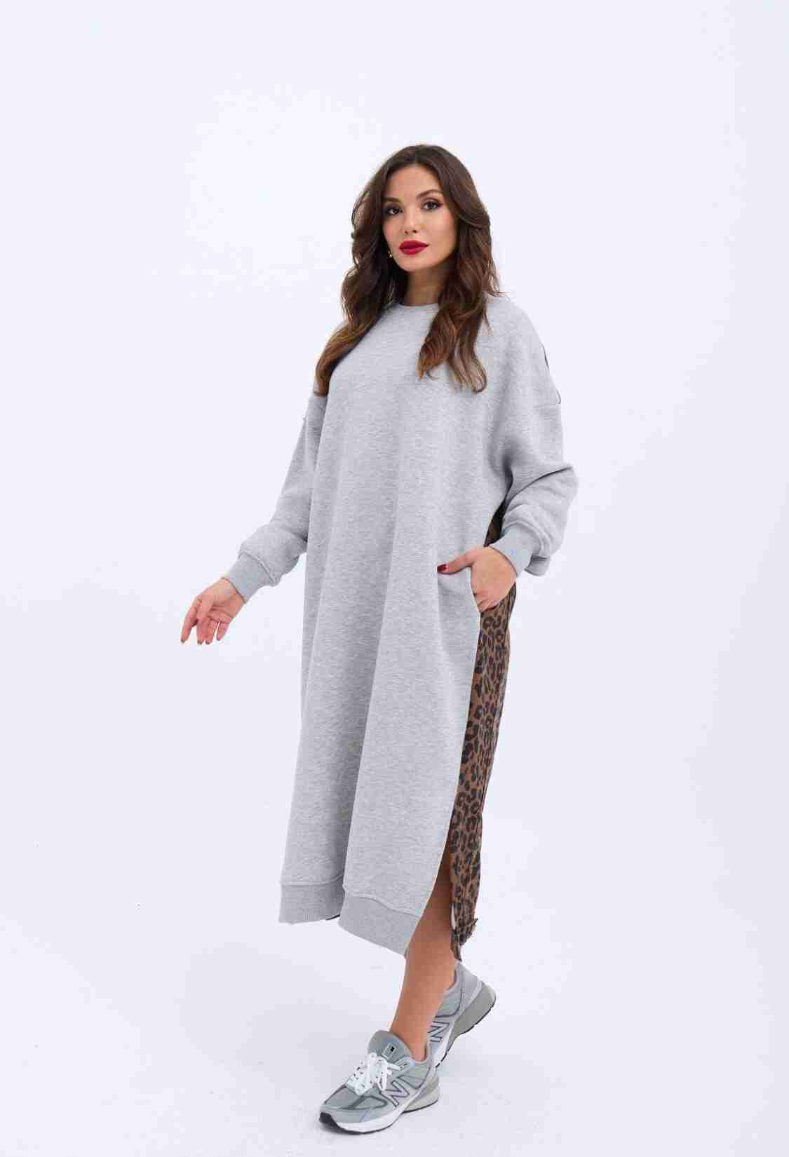 Long Sweat Dress - Gray - Brand: Fame - Women & Kids, Baby Clothes Wholesale - TheBS Women