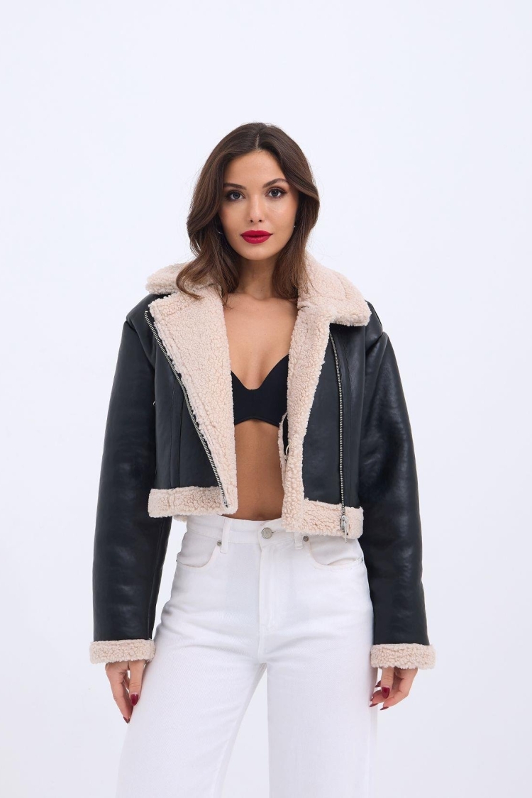 Leather Jacket - Black - Brand: Fame - Women & Kids, Baby Clothes Wholesale - TheBS Women