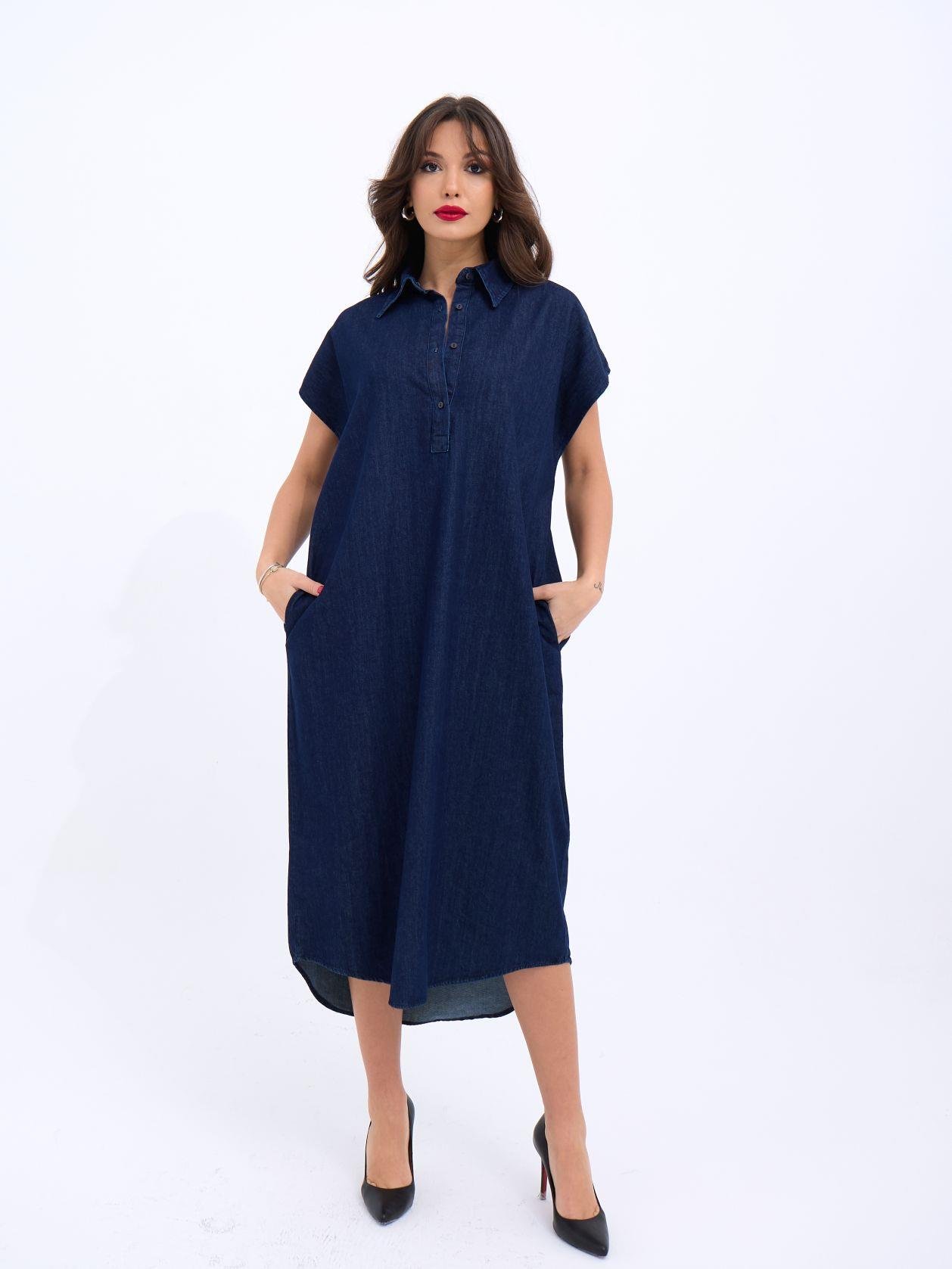 Denim Dress - Blue - Brand: Fame - Women & Kids, Baby Clothes Wholesale - TheBS Women