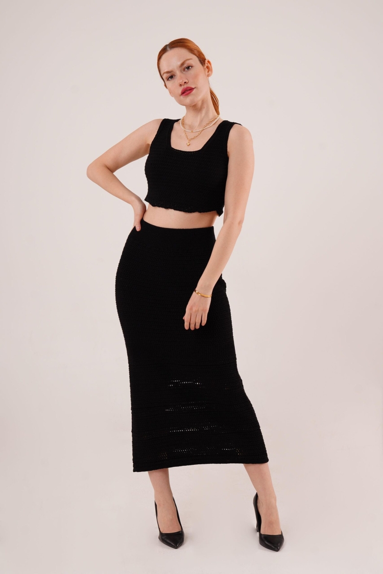Knitted Detailed Skirt And Blouse WholesaleSuit - Brand: Lustrin - Women & Kids, Baby Clothes Wholesale - TheBS Women