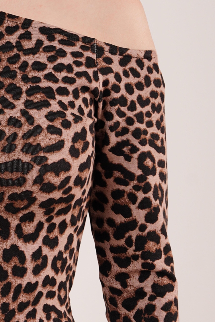 Low Shoulder Detailed Leopard Pattern Blouse - Multicolor - Brand: Lustrin - Women & Kids, Baby Clothes Wholesale - TheBS Women