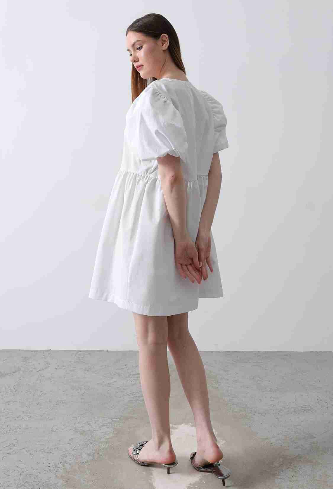 Balloon Sleeve Ribbon Detailed Dress - - Brand: Reyon - Women & Kids, Baby Clothes Wholesale - TheBS Women