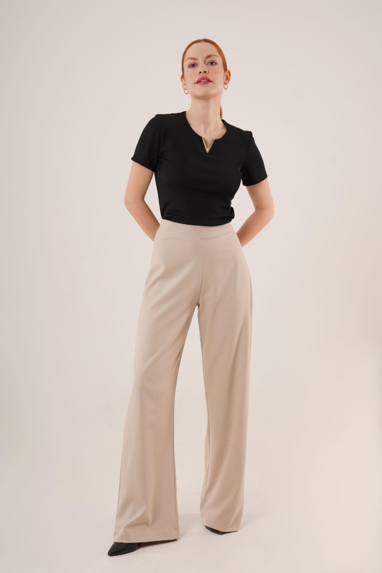 WholesaleFabric Pants With Loose Leg Side Zipper - Brand: Lustrin - Women & Kids, Baby Clothes Wholesale - TheBS Women