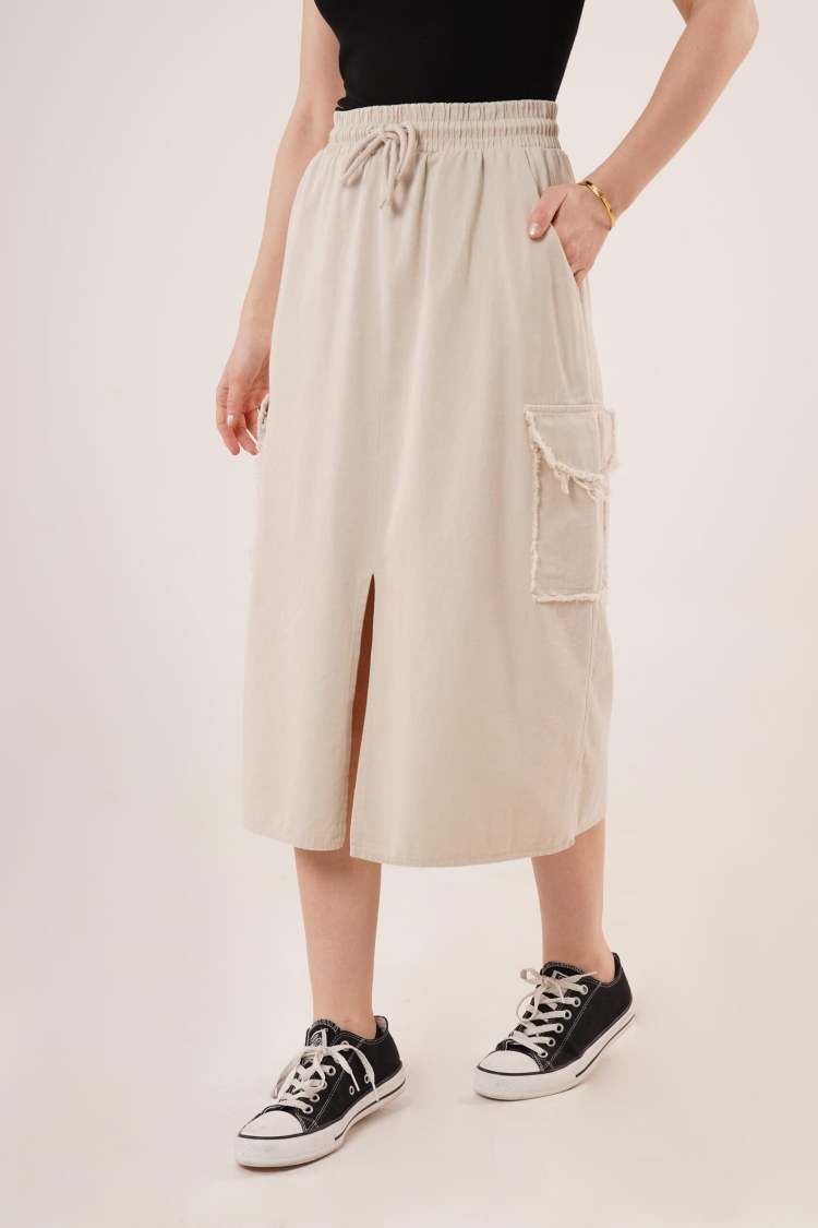 WholesaleSkirt With Front Slit Pocket Detailed - Brand: Lustrin - Women & Kids, Baby Clothes Wholesale - TheBS Women