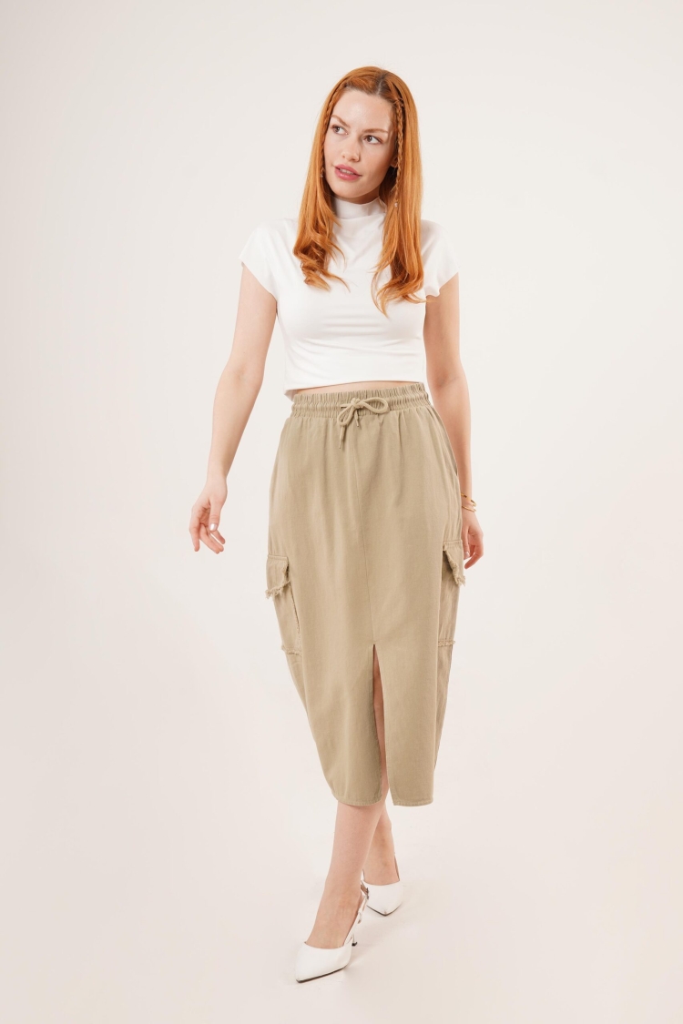 Front Slit Pocket Detailed WholesaleSkirt - Brand: Lustrin - Women & Kids, Baby Clothes Wholesale - TheBS Women