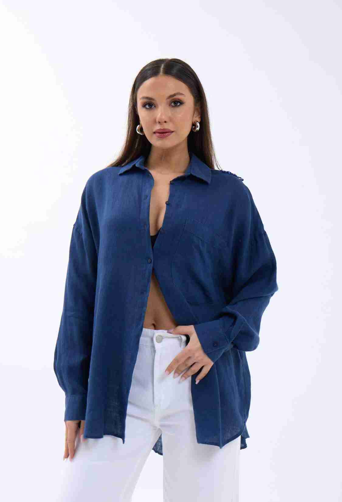Shirt - Navy - Brand: Fame - Women & Kids, Baby Clothes Wholesale - TheBS Women