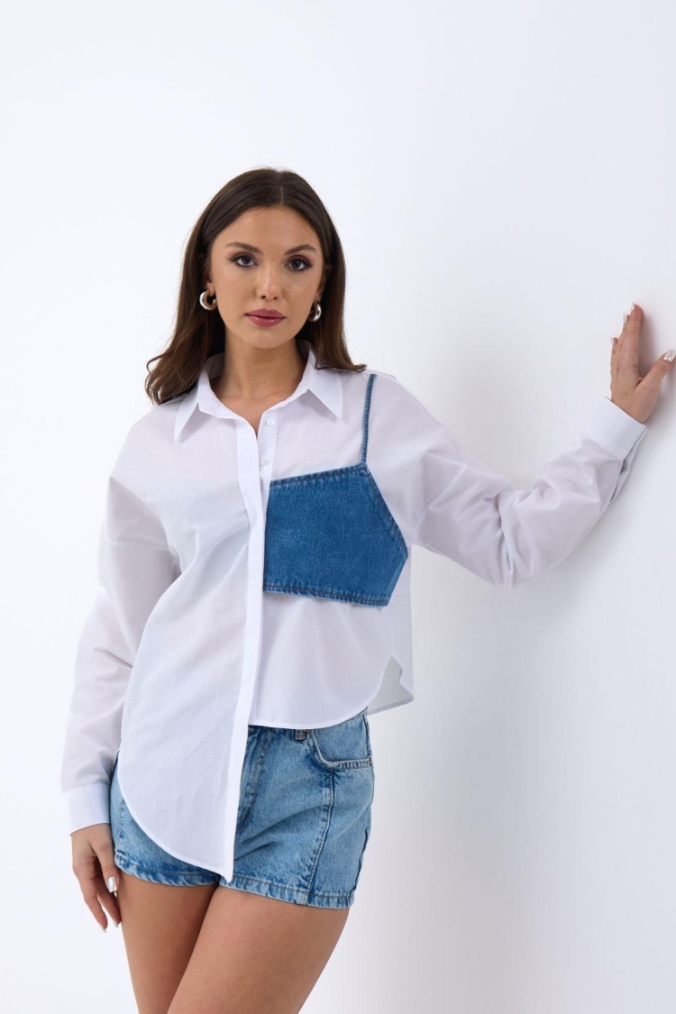 Shirt - White WithPockets - Brand: Fame - Women & Kids, Baby Clothes Wholesale - TheBS Women