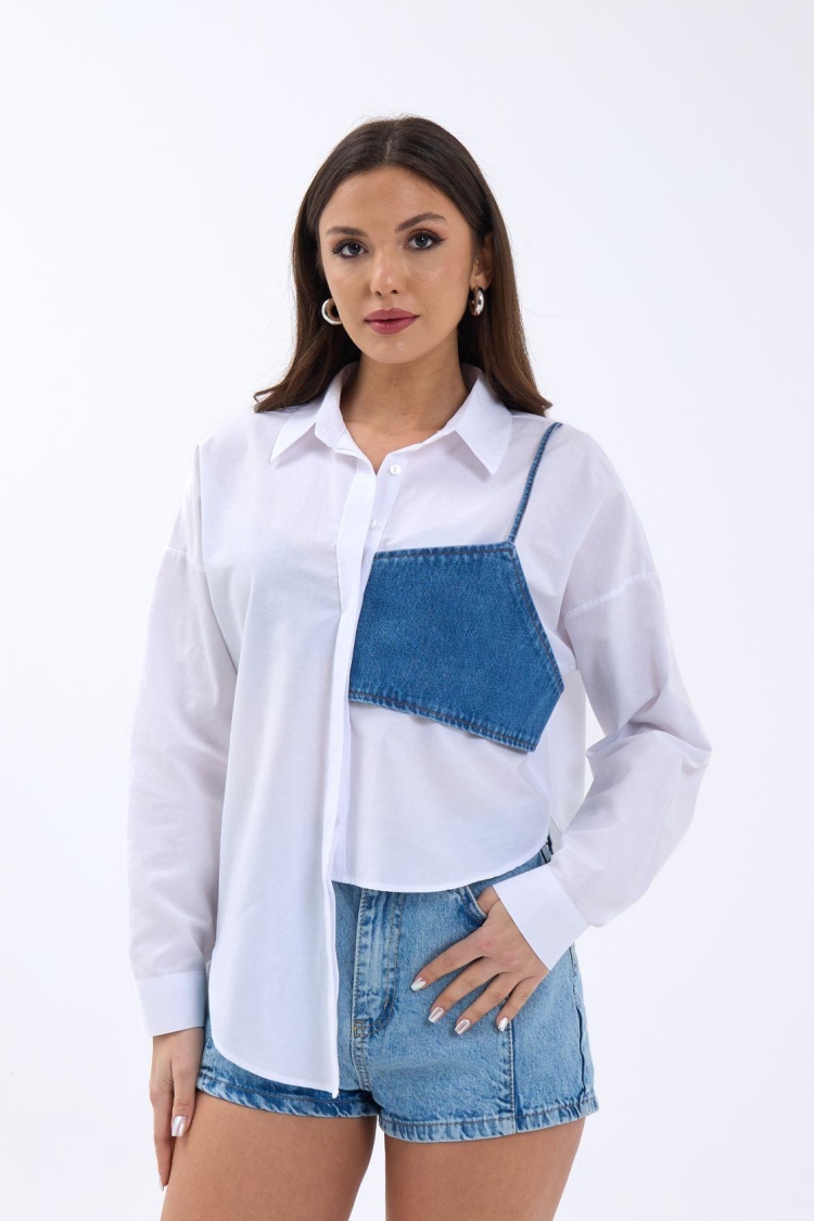Shirt - White WithPockets - Brand: Fame - Women & Kids, Baby Clothes Wholesale - TheBS Women