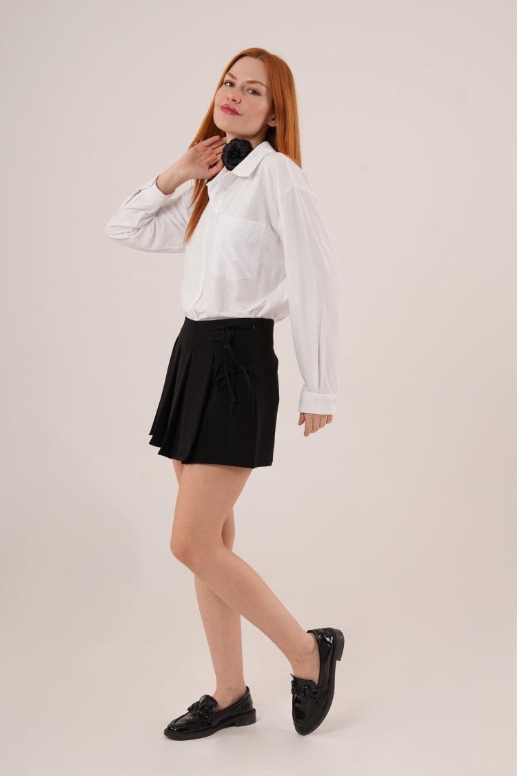 Front Pleated Side Drawstring Detailed WholesaleMini Shorts Skirt - Brand: Lustrin - Women & Kids, Baby Clothes Wholesale - TheBS Women