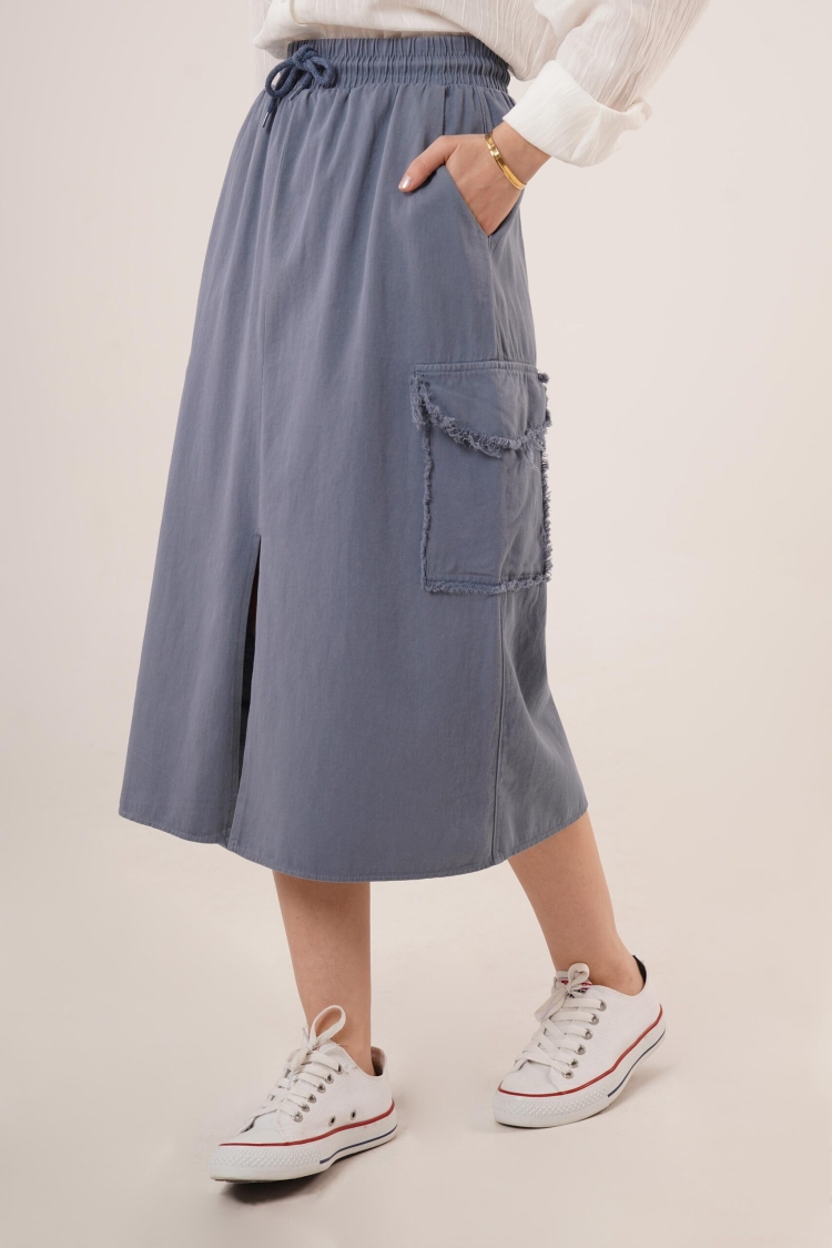 Front Slit Pocket Detailed Skirt - Brand: Lustrin - Women & Kids, Baby Clothes Wholesale - TheBS Women