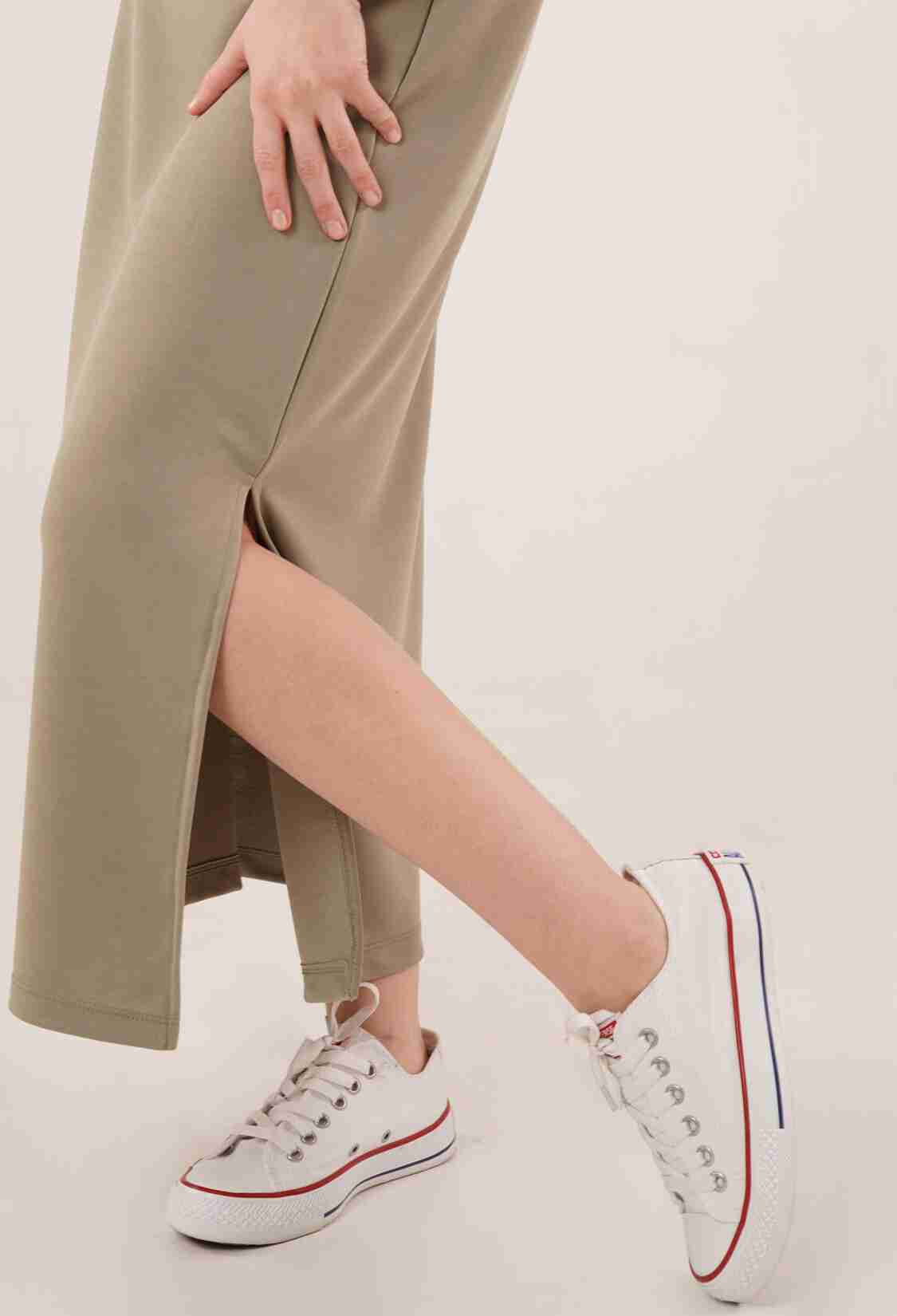 Slit Detailed Short Sleeve Slippery Maxi OilWholesale Dress - Brand: Lustrin - Women & Kids, Baby Clothes Wholesale - TheBS Women