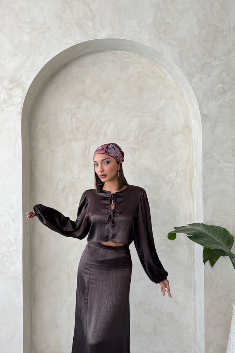 Lace Satin Front Tie Blouse - Brand: Topshow - Women & Kids, Baby Clothes Wholesale - TheBS Women