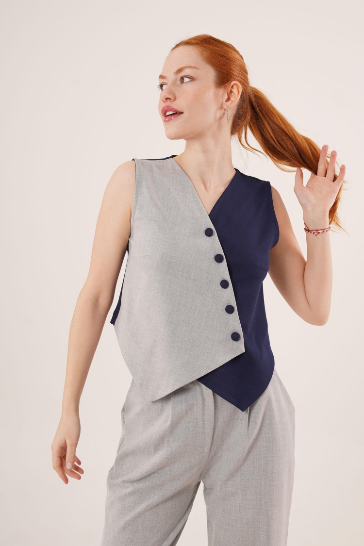 Wholesale Vest With Cross Pattern Buttons - Brand: Lustrin - Women & Kids, Baby Clothes Wholesale - TheBS Women