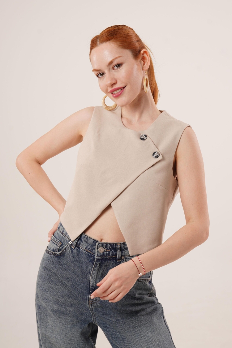 Double Button Cross PatternWholesale Vest - Brand: Lustrin - Women & Kids, Baby Clothes Wholesale - TheBS Women