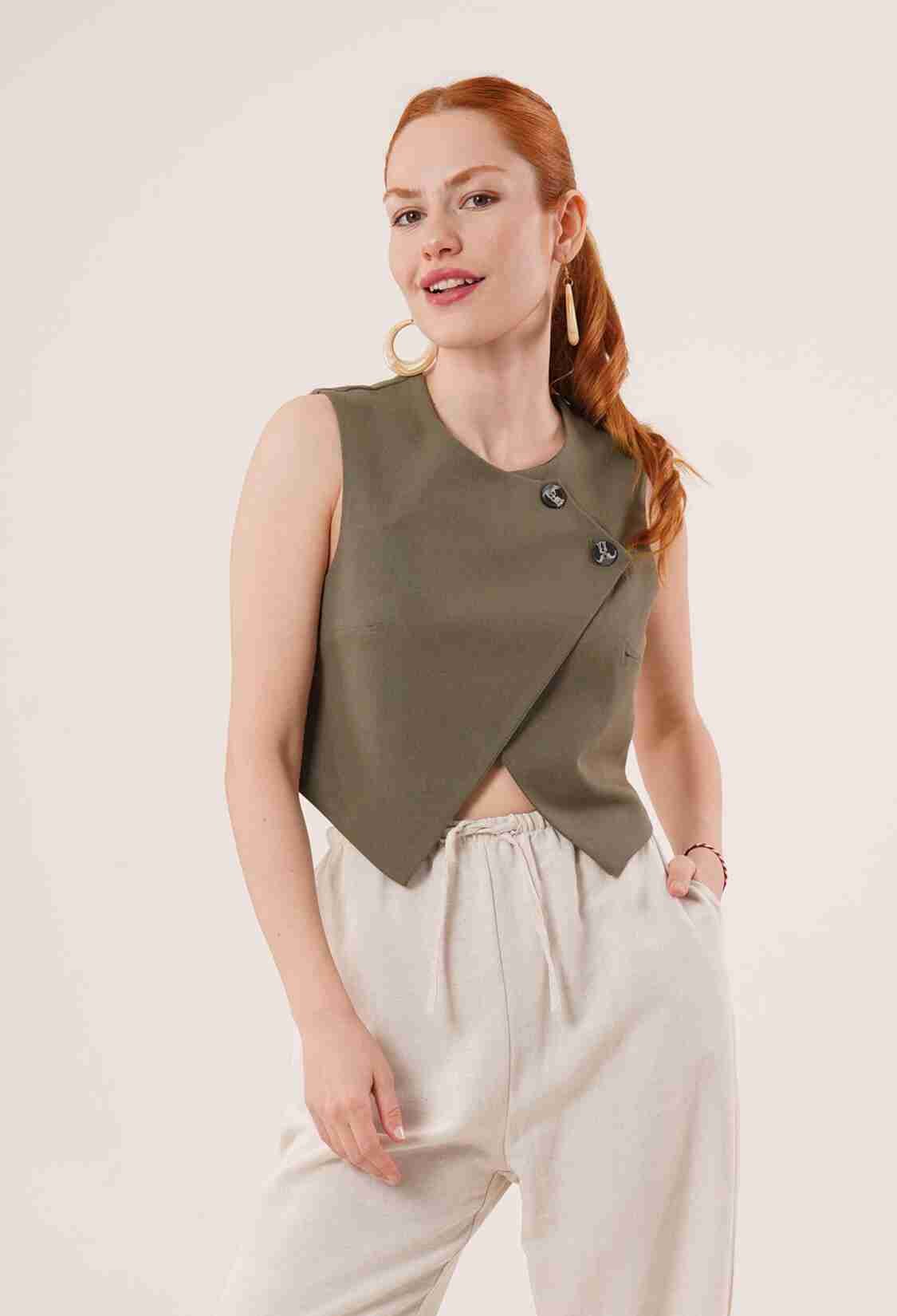 Double Button Cross PatternWholesale Vest - Brand: Lustrin - Women & Kids, Baby Clothes Wholesale - TheBS Women