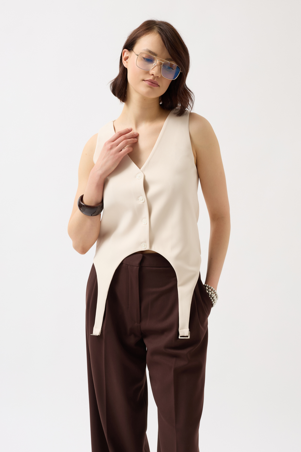 Belt Detail V-Neck Vest - Brand: Black Fashion - Women & Kids, Baby Clothes Wholesale - TheBS Women