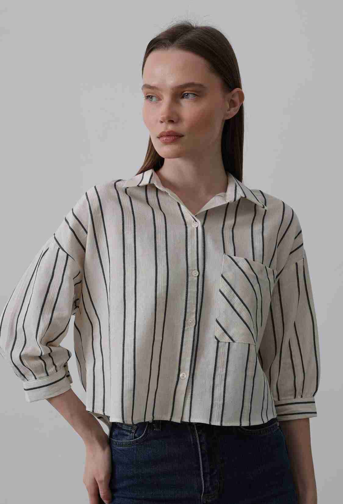 Striped Short Shirt - - -navy - Brand: Reyon - Women & Kids, Baby Clothes Wholesale - TheBS Women