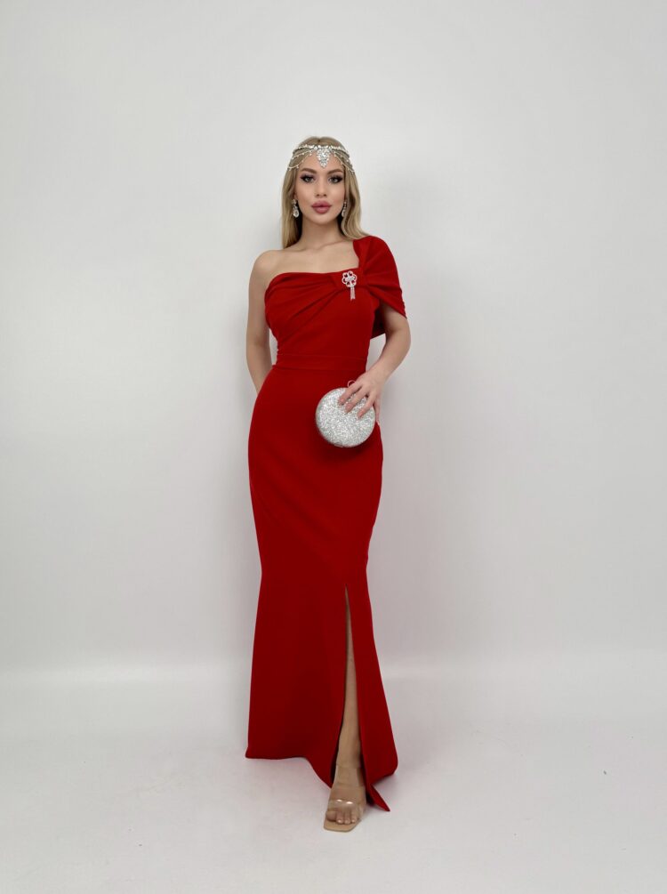 Dress With A Brooch On The Shoulder - Brand: Miss Janell - Women & Kids, Baby Clothes Wholesale - TheBS Women