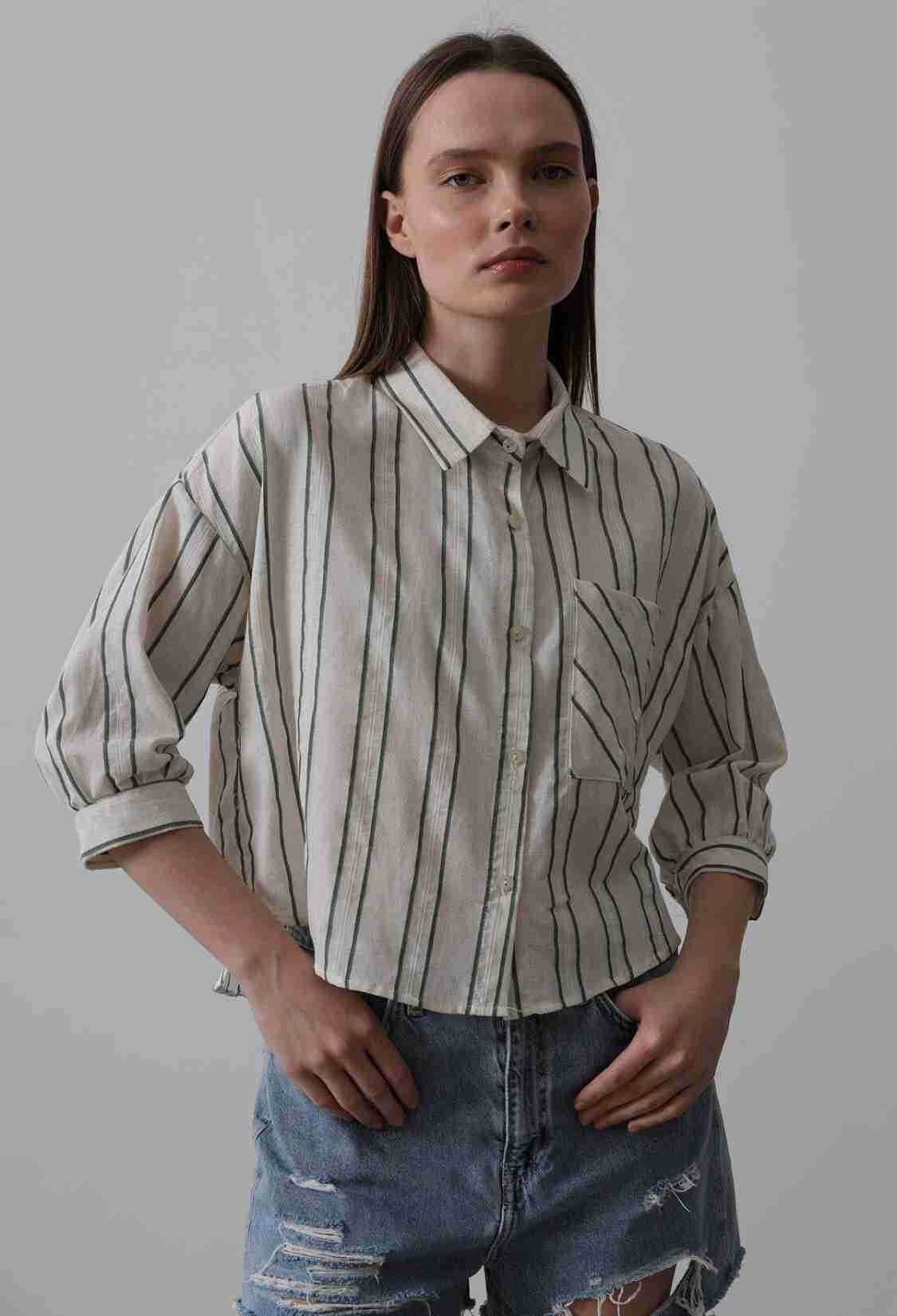 Striped Short Shirt - Multicolor - Brand: Reyon - Women & Kids, Baby Clothes Wholesale - TheBS Women