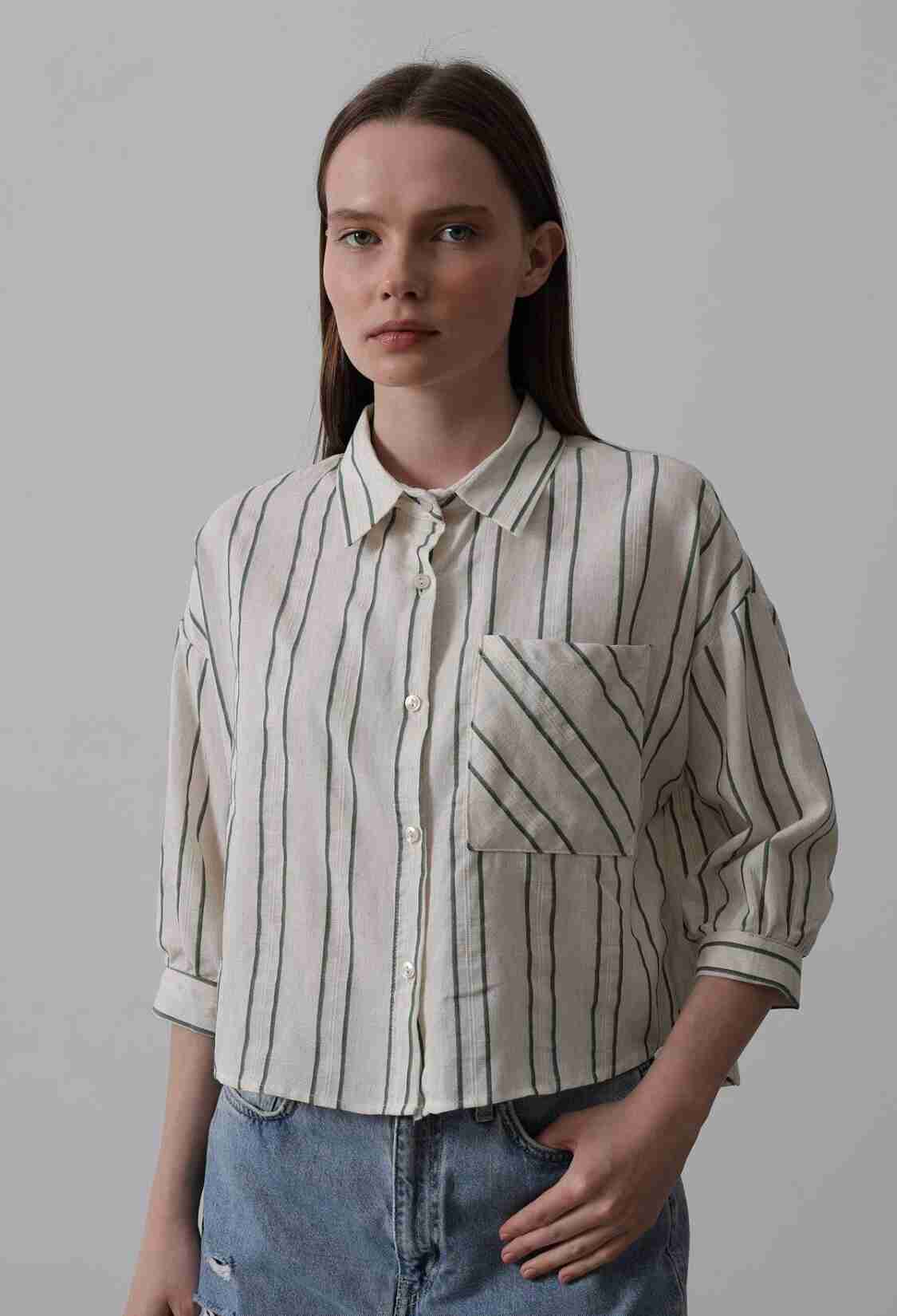 Striped Short Shirt - Multicolor - Brand: Reyon - Women & Kids, Baby Clothes Wholesale - TheBS Women