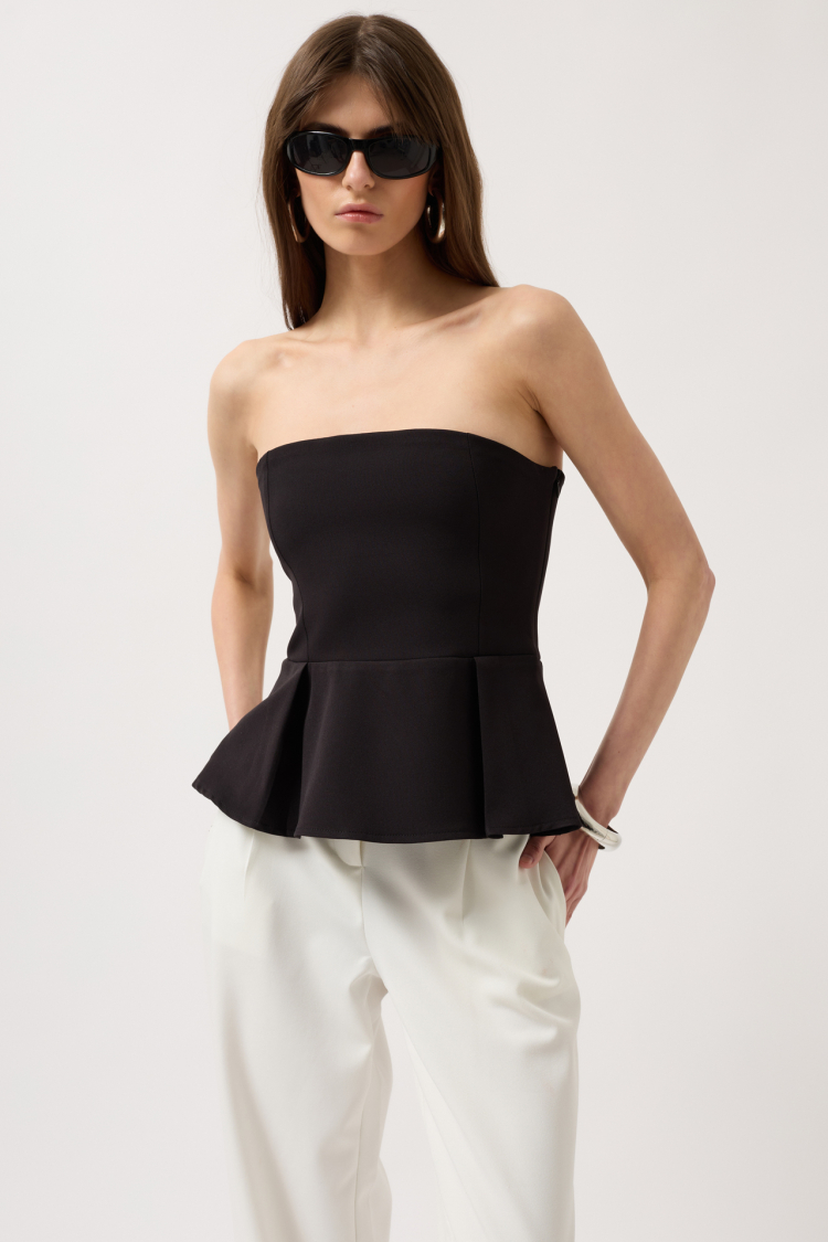 Pleated Strapless Blouse - Brand: Black Fashion - Women & Kids, Baby Clothes Wholesale - TheBS Women