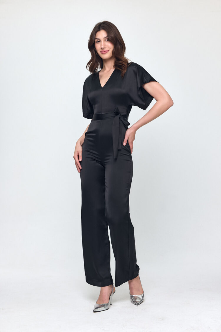 Nob Black Satin Belt Detailed Jumpsuit - Brand: Evable - Women & Kids, Baby Clothes Wholesale - TheBS Women