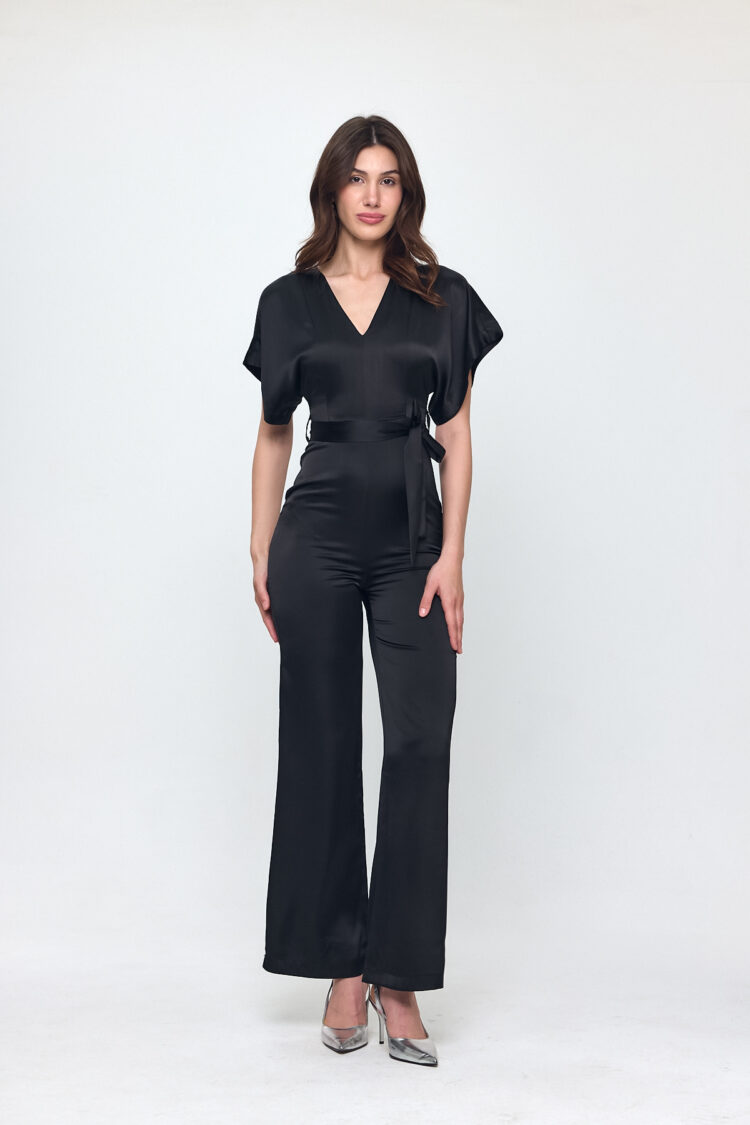 Nob Black Satin Belt Detailed Jumpsuit - Brand: Evable - Women & Kids, Baby Clothes Wholesale - TheBS Women