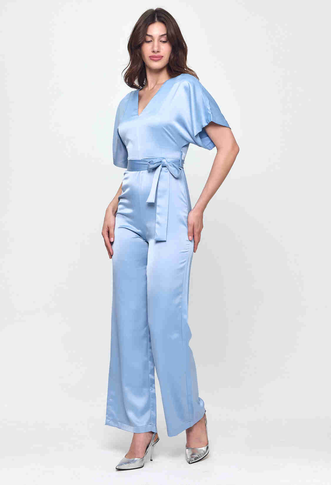 Nob Blue Satin Belt Detailed Jumpsuit - Brand: Evable - Women & Kids, Baby Clothes Wholesale - TheBS Women