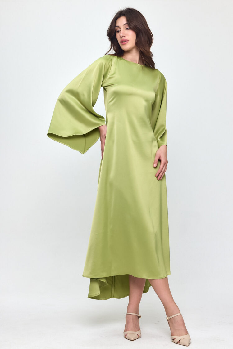 Nob Green Satin Bat Sleeve Long Dress - Brand: Evable - Women & Kids, Baby Clothes Wholesale - TheBS Women