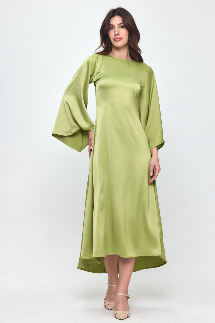 Nob Green Satin Bat Sleeve Long Dress - Brand: Evable - Women & Kids, Baby Clothes Wholesale - TheBS Women