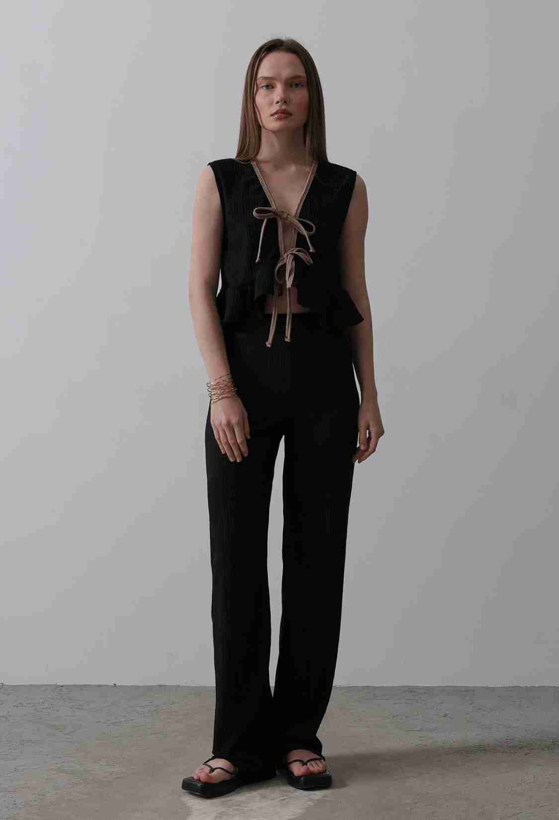 Front Tie Up Flywheel Knitted Suit - Brand: Reyon - Women & Kids, Baby Clothes Wholesale - TheBS Women