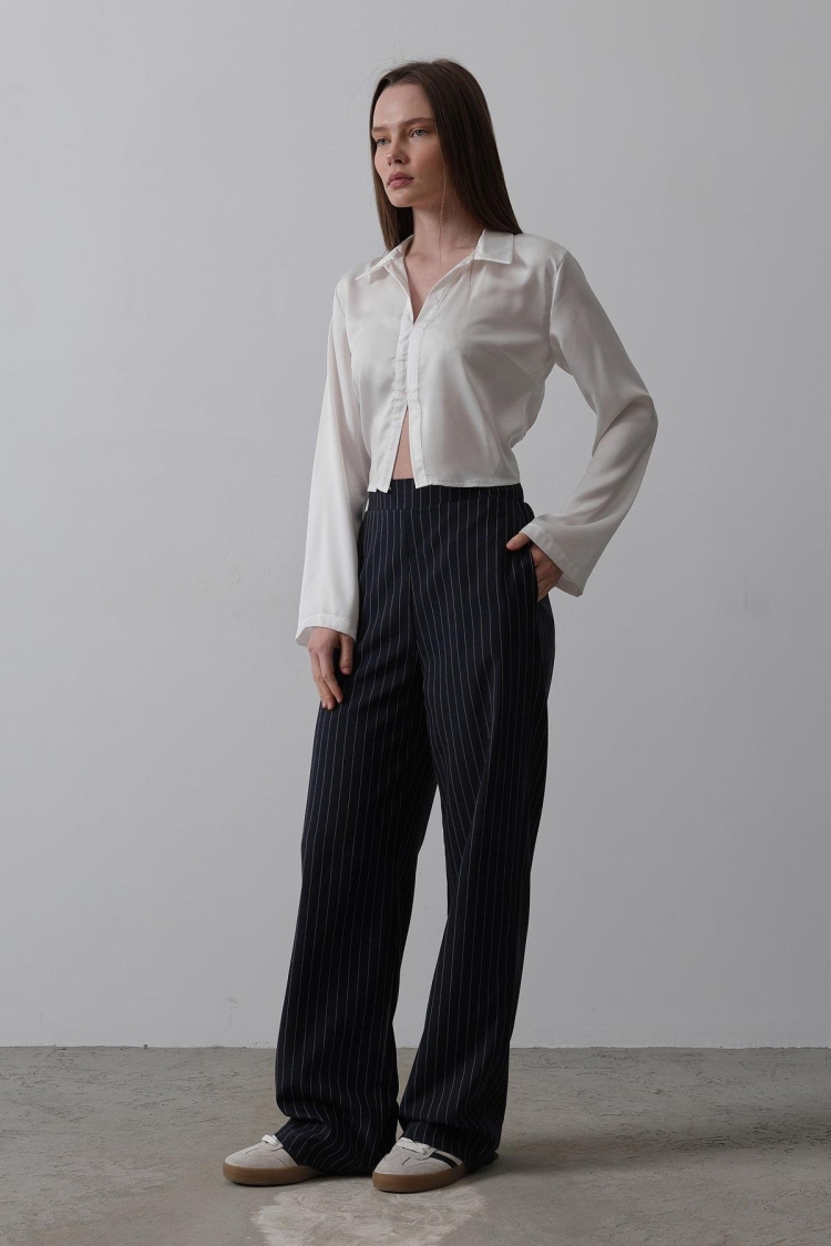Half-Elastic Waist Palazzo Pants - Navy - Brand: Reyon - Women & Kids, Baby Clothes Wholesale - TheBS Women