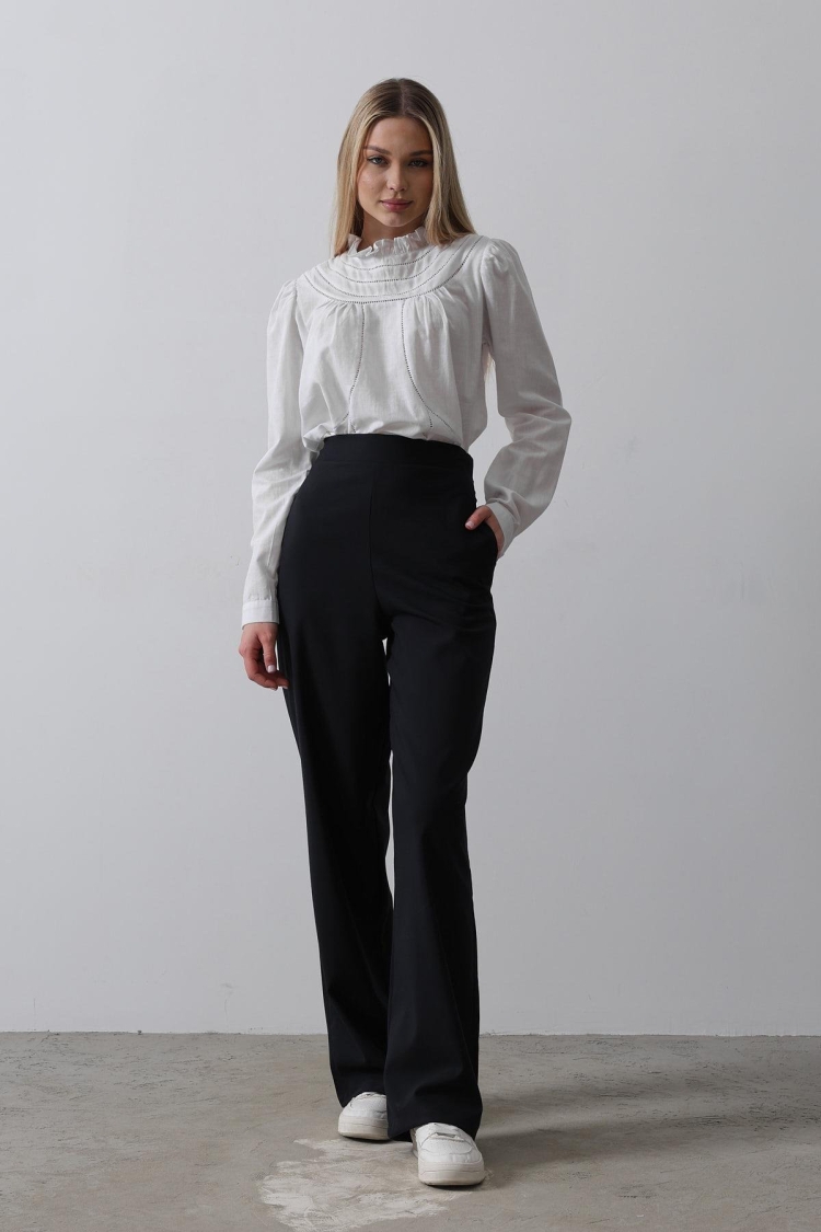 Half-Elastic Waist Palazzo Pants - Navy - Brand: Reyon - Women & Kids, Baby Clothes Wholesale - TheBS Women