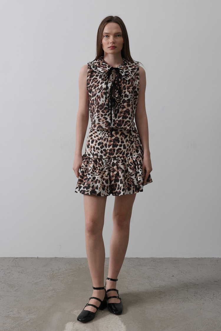 Leopard Print Mini Skirt - Multicolor - Brand: Reyon - Women & Kids, Baby Clothes Wholesale - TheBS Women