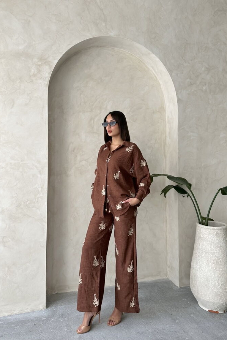 Embroidery Detailed Linen Shirt - Brand: Topshow - Women & Kids, Baby Clothes Wholesale - TheBS Women