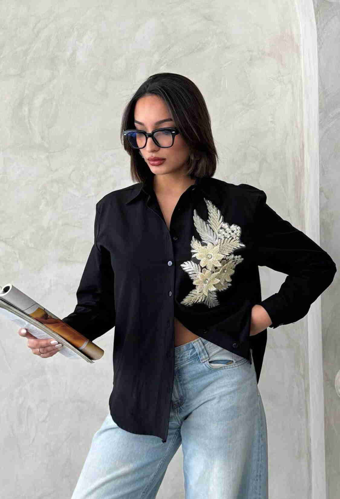 Flower Detailed Shirt - Brand: Topshow - Women & Kids, Baby Clothes Wholesale - TheBS Women