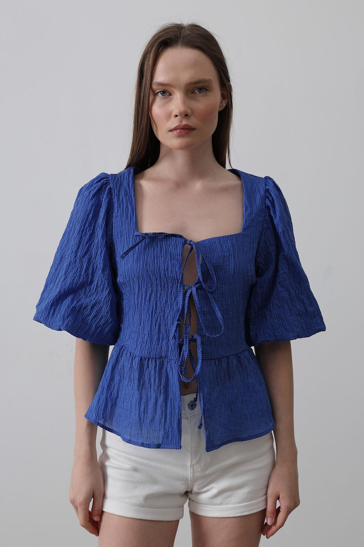 Square Collar Balloon Sleeve Blouse - Brand: Reyon - Women & Kids, Baby Clothes Wholesale - TheBS Women