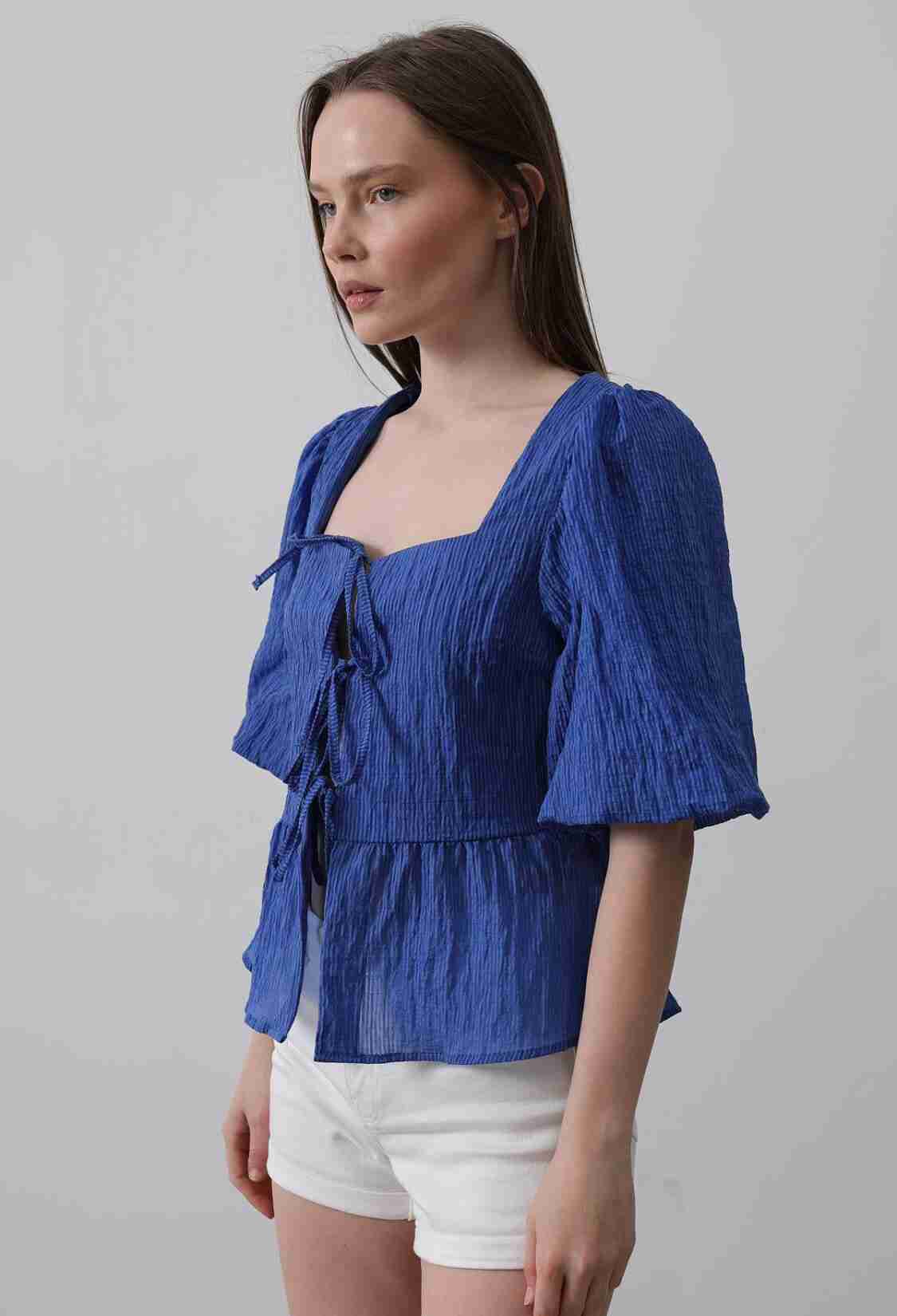 Square Collar Balloon Sleeve Blouse - Brand: Reyon - Women & Kids, Baby Clothes Wholesale - TheBS Women