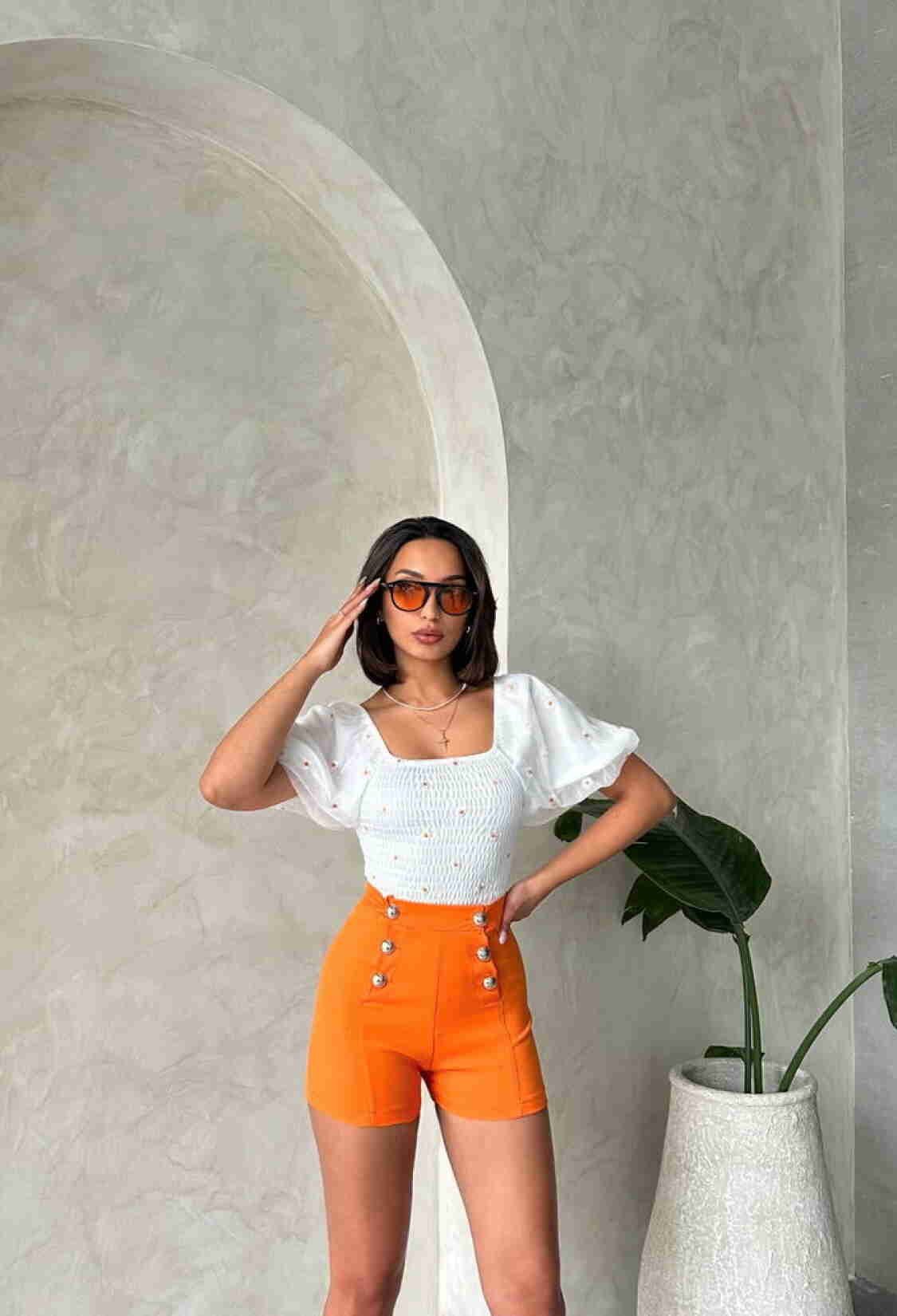 Ornament Buttoned Wholesale Shorts - Brand: Topshow - Women & Kids, Baby Clothes Wholesale - TheBS Women