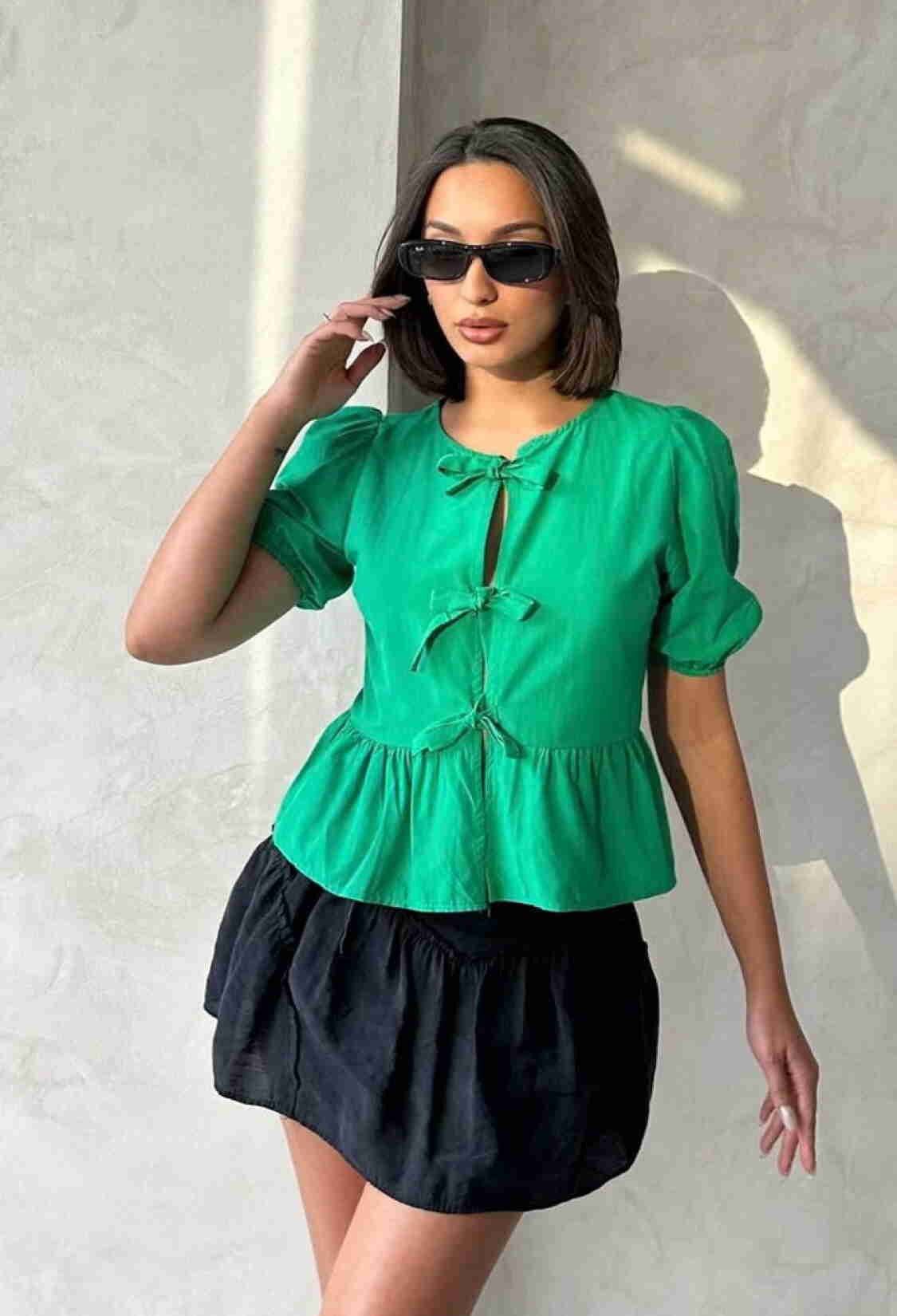 Front Tie Poplin Wholesale Blouse - Brand: Topshow - Women & Kids, Baby Clothes Wholesale - TheBS Women