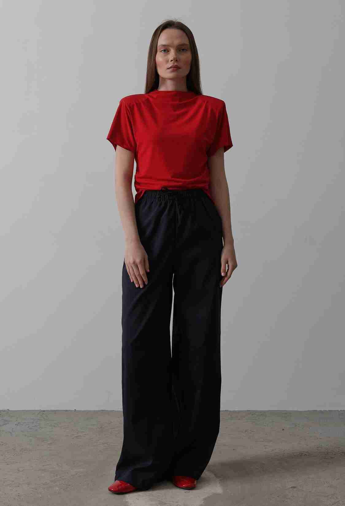 Wide Leg Pants With Elastic Waist - Navy - Brand: Reyon - Women & Kids, Baby Clothes Wholesale - TheBS Women