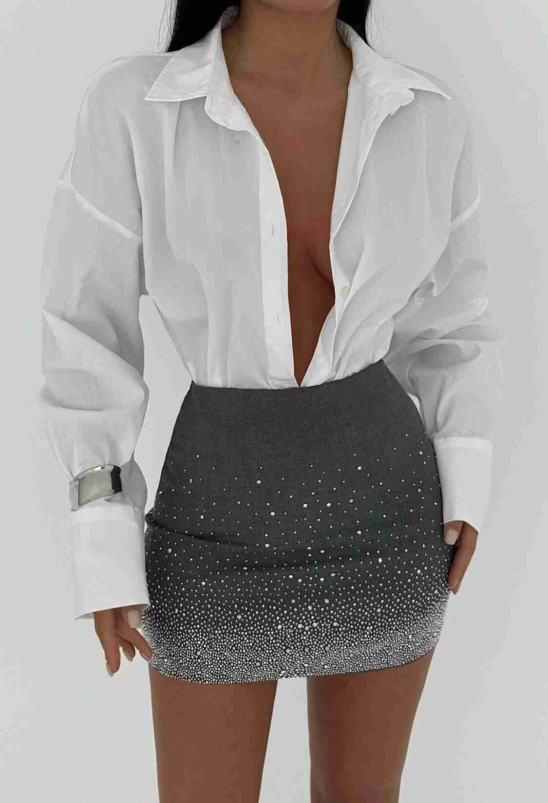 Gray Stone Detail Mini Skirt - Brand: EYYO ATELIER - Women & Kids, Baby Clothes Wholesale - TheBS Women