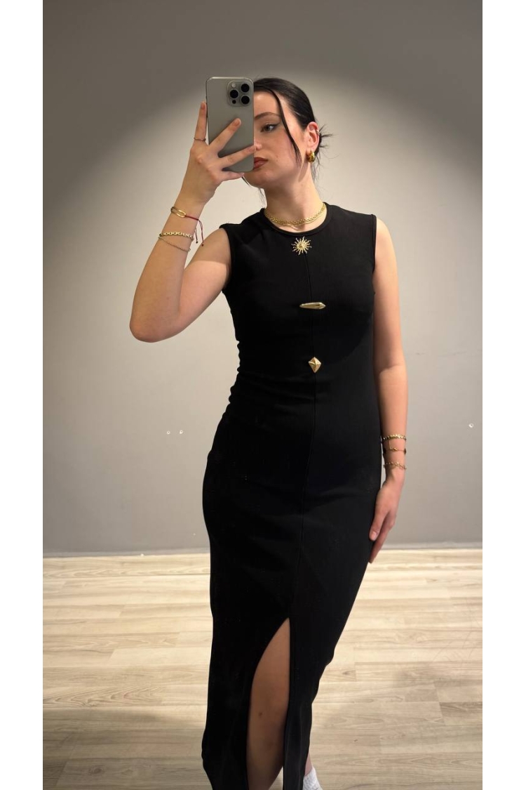 Draped Sun Accessory Zero Sleeve Side Slit Dress - Brand: Fiori - Women & Kids, Baby Clothes Wholesale - TheBS Women