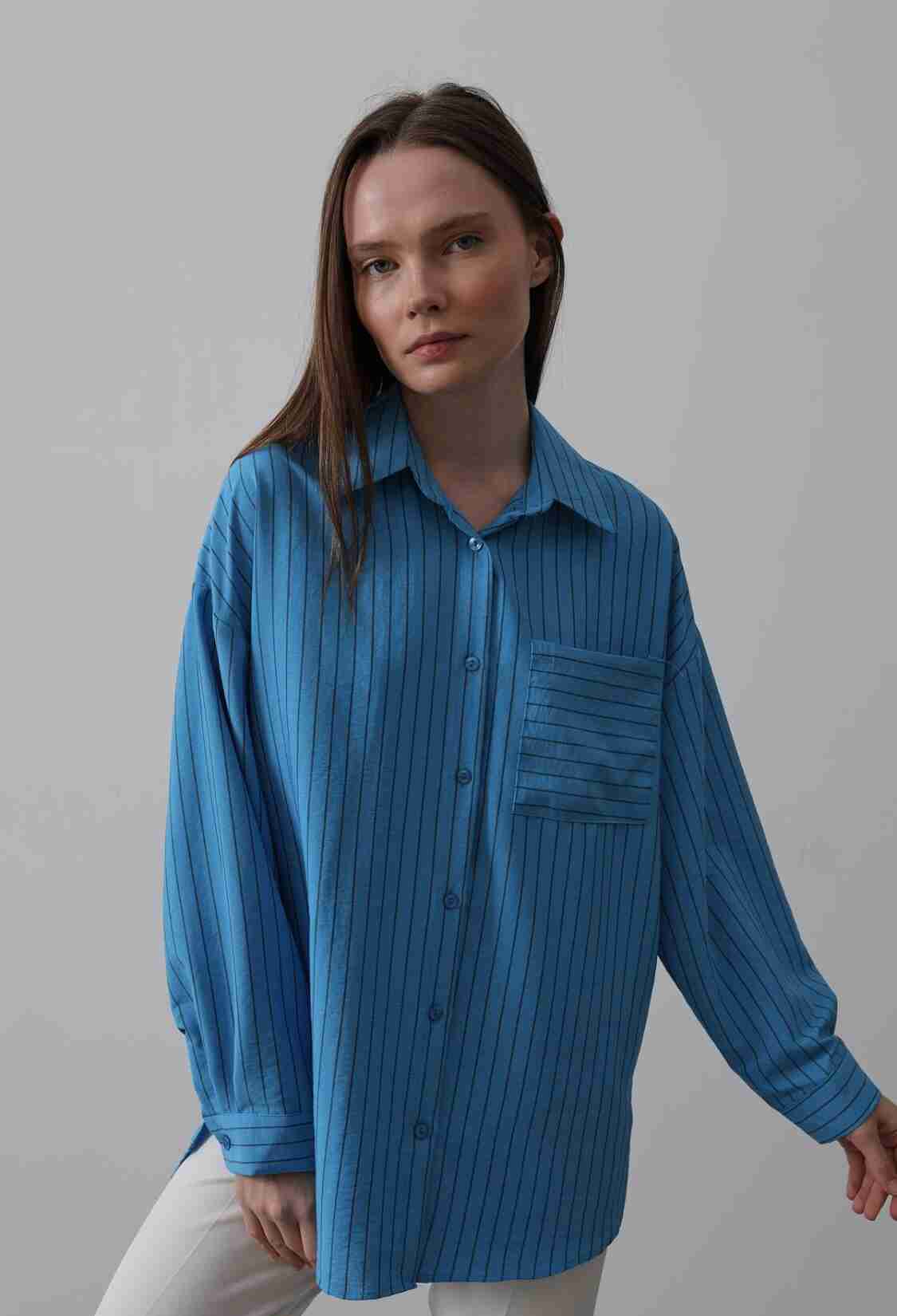 Striped Single Pocket Shirt - Brand: Reyon - Women & Kids, Baby Clothes Wholesale - TheBS Women